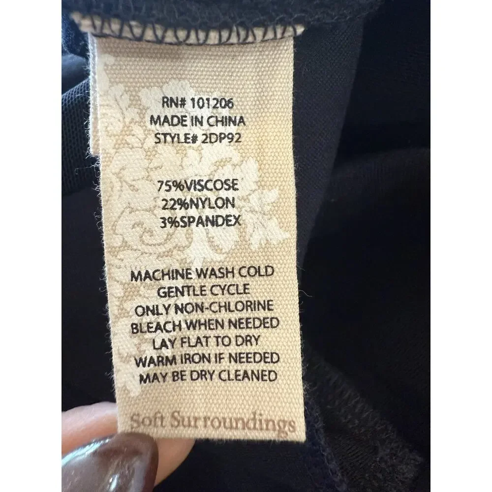 NWT Soft Surroundings Black Perfect Ponte Pull On Pants Womens Size Large $79.95